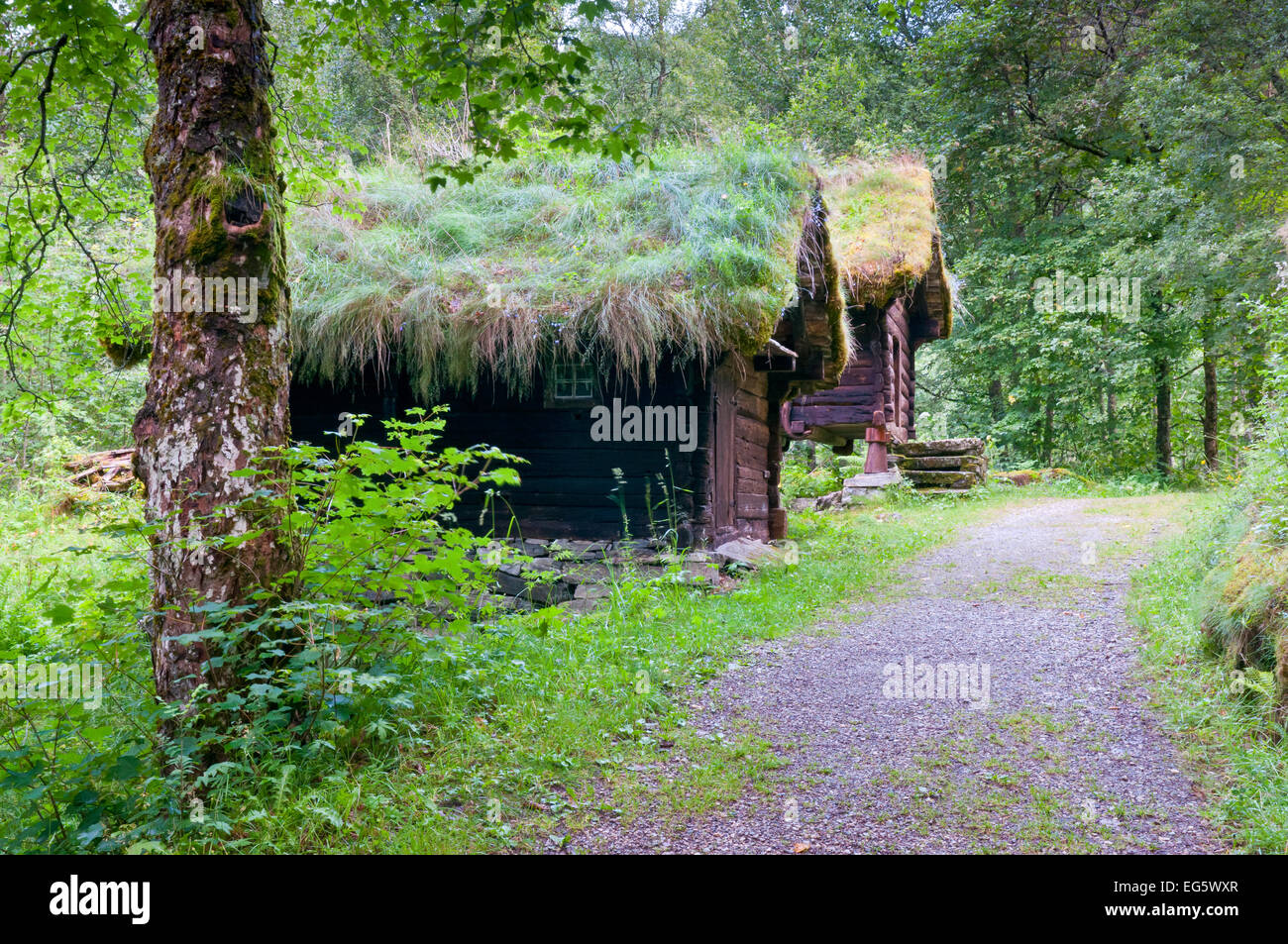 Old scandinavian wooden farm houses - Norway Stock Photo