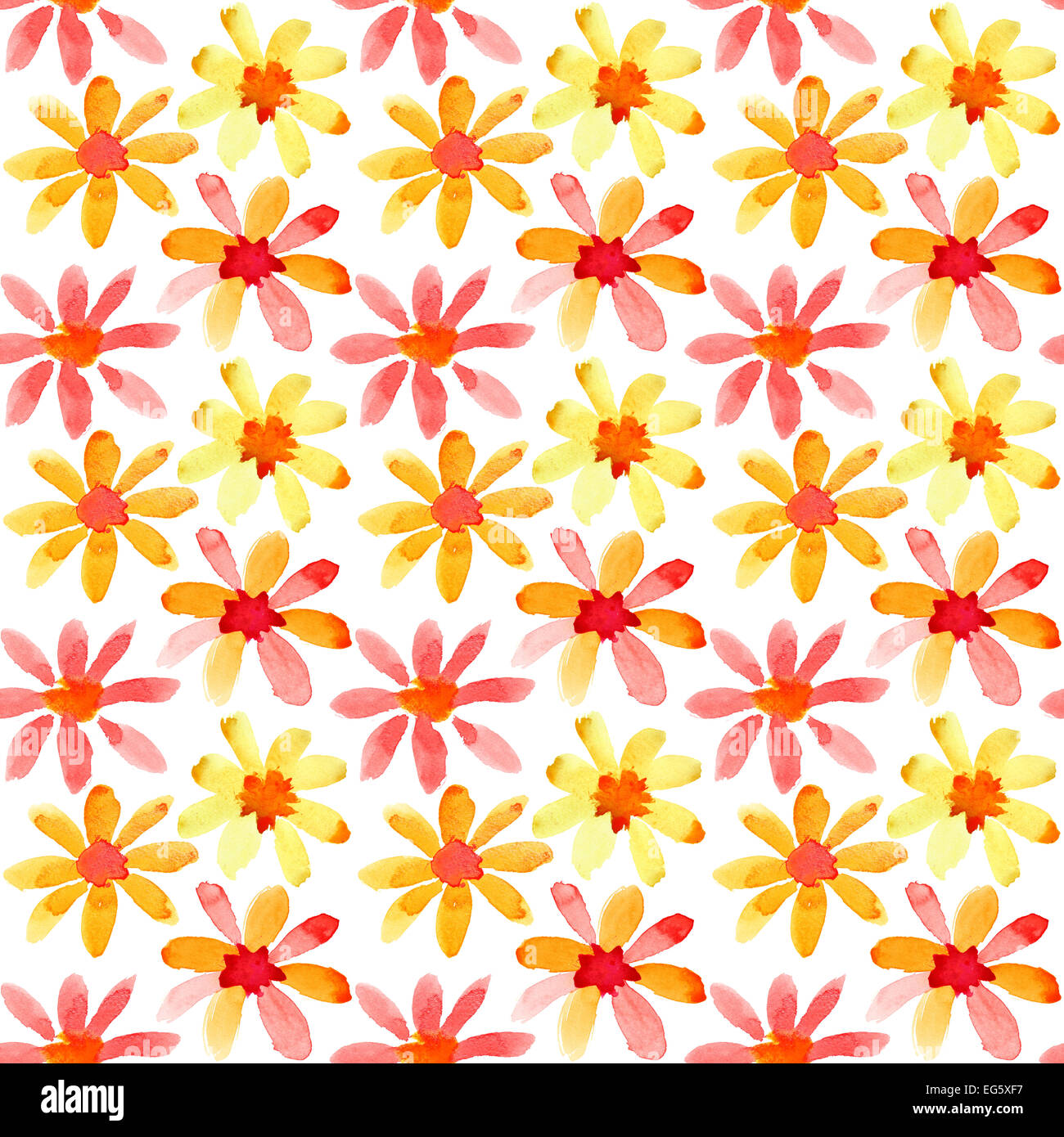 Colorful watercolor flowers - seamless pattern Stock Photo - Alamy