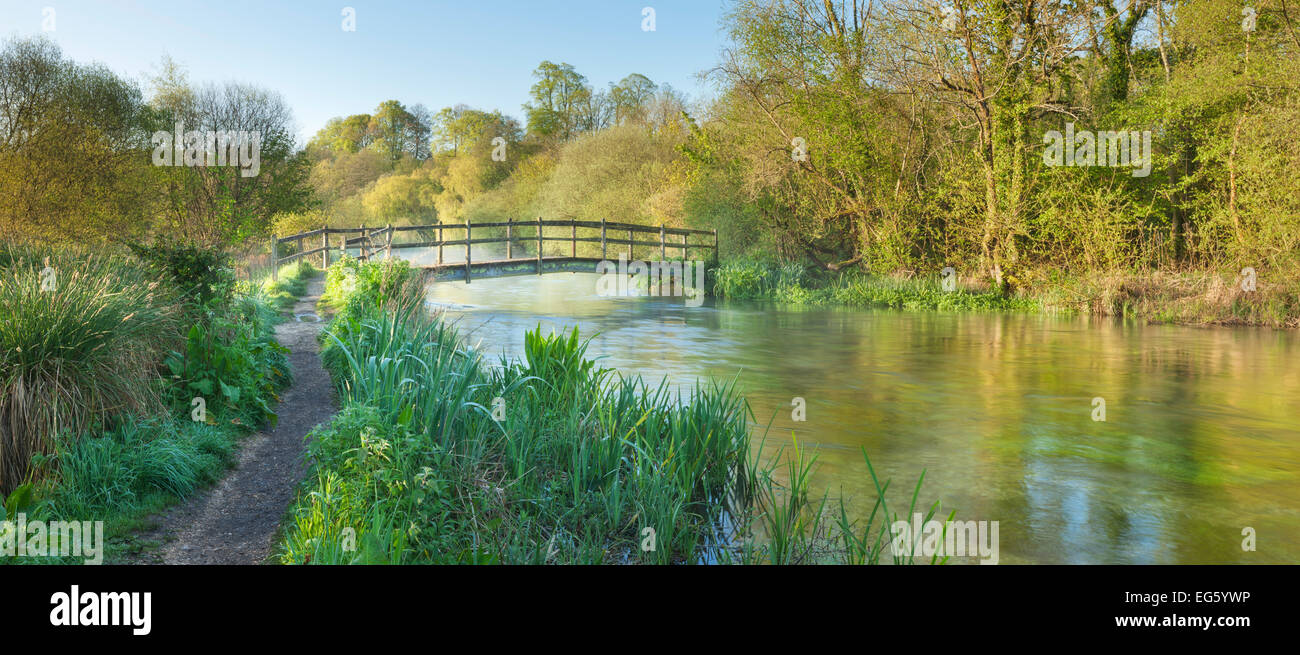Panoramic view of the River Itchen, Ovington, Hampshire, England, UK, May. 2020VISION Exhibition. Stock Photo