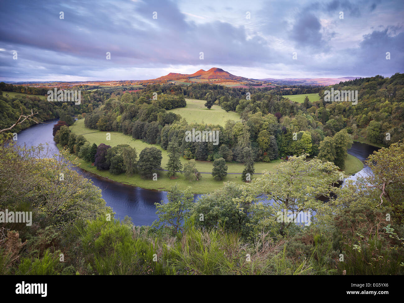 Scott's View looking towards Eildon Hill with the River Tweed in the ...