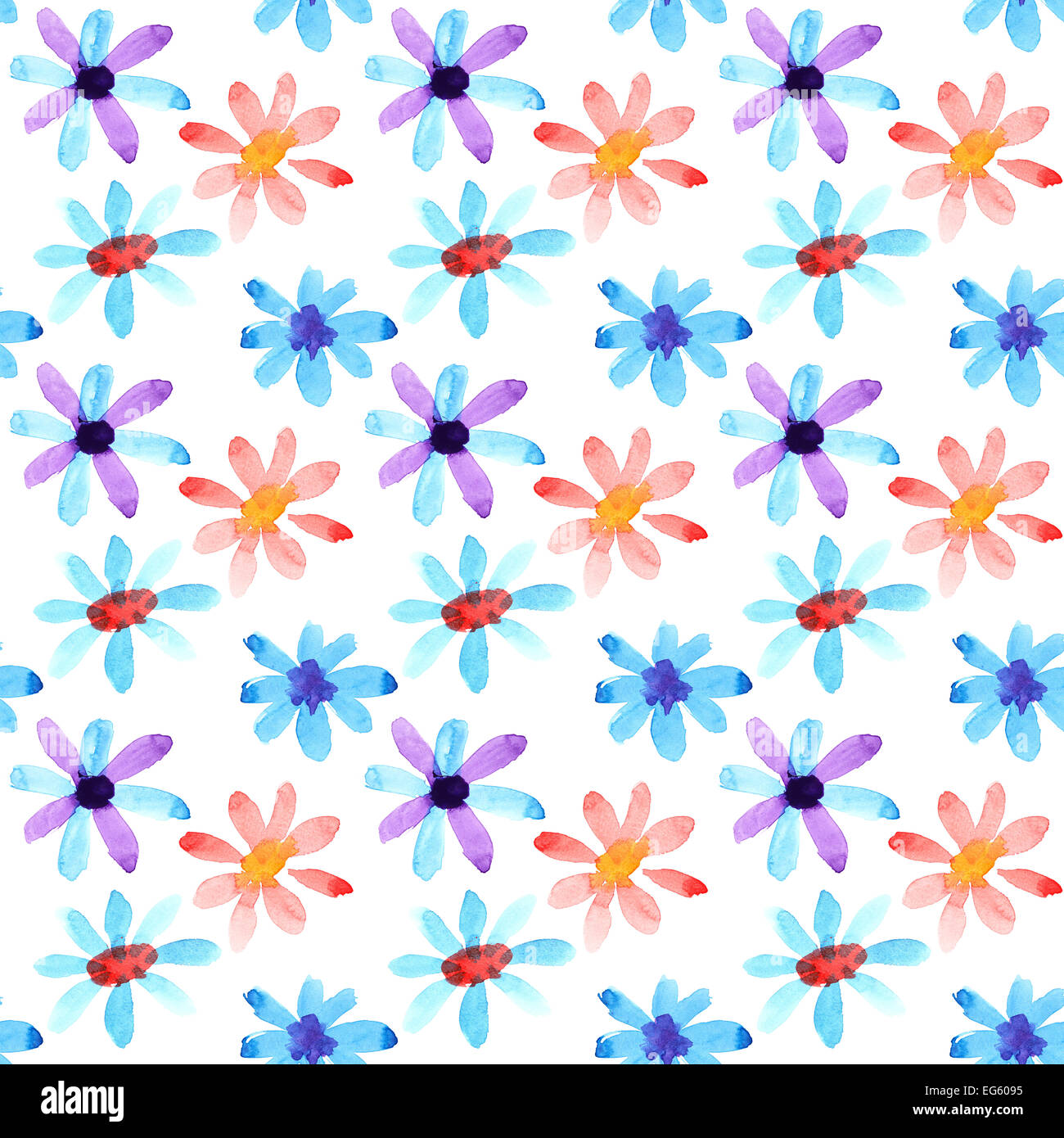 Colorful watercolor flowers seamless pattern Stock Photo - Alamy