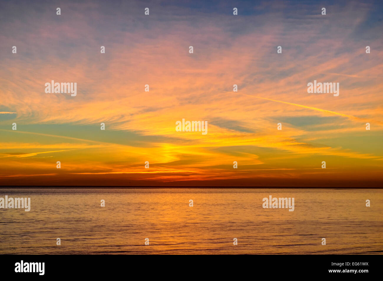 Birling Gap, East Sussex, UK. 17th February, 2015. UK weather. Vivid colors after Sunset on the Sussex Coast. Credit:  David Burr/Alamy Live News Stock Photo