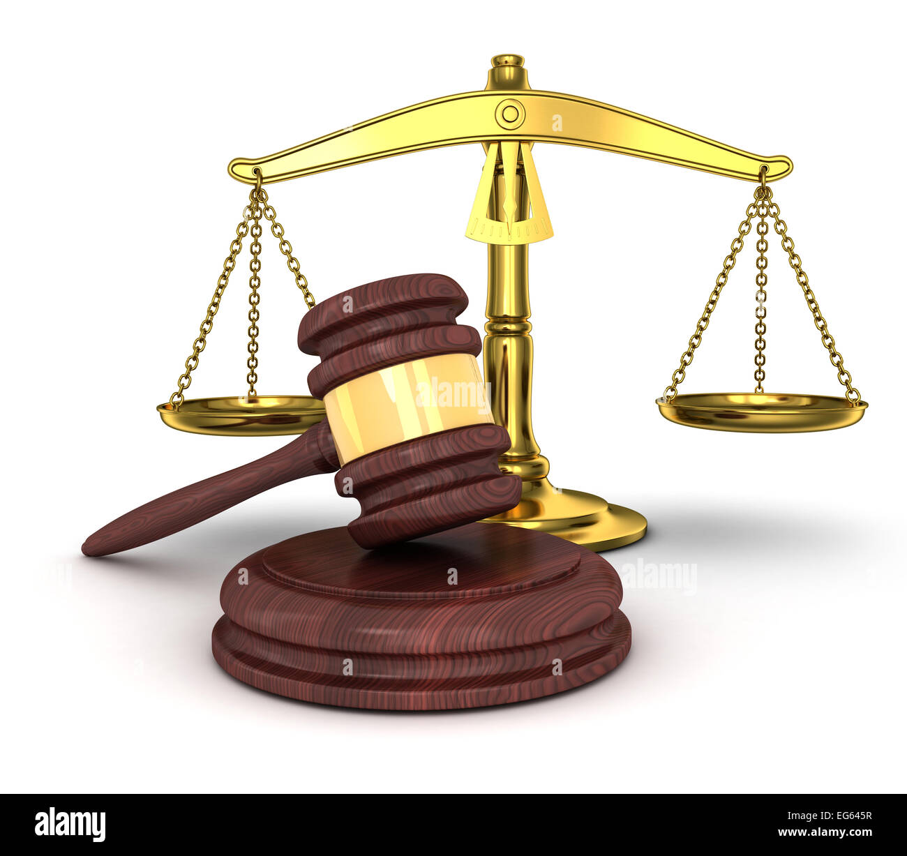 gold scales and gavel (done in 3d) Stock Photo