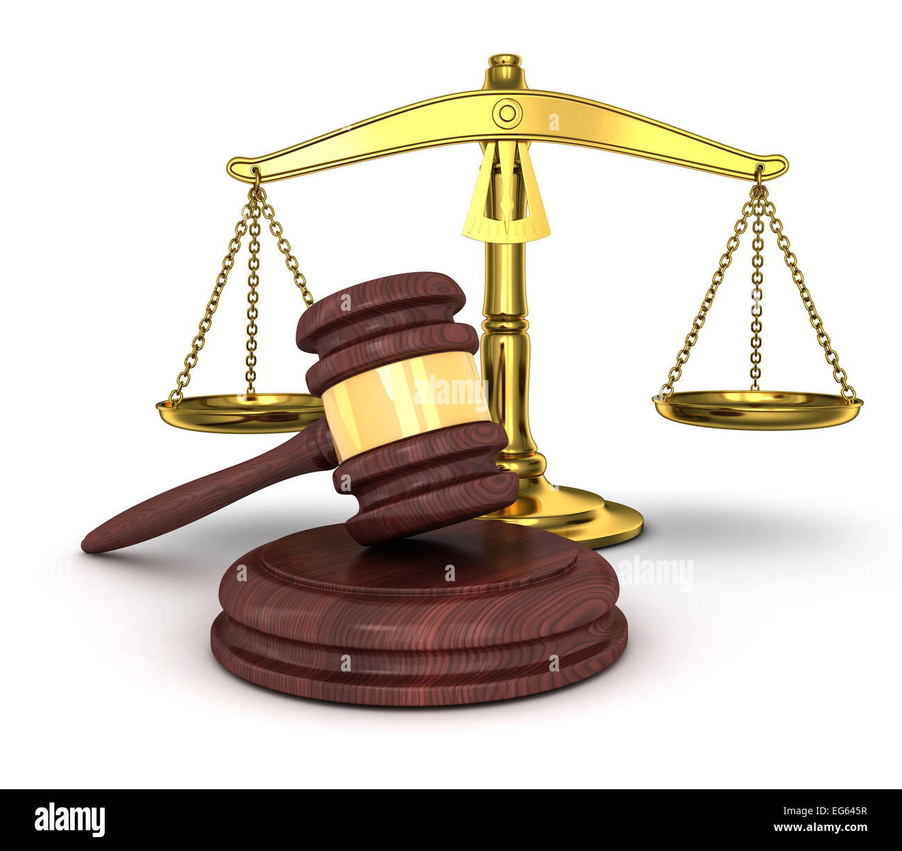 gold scales and gavel (done in 3d Stock Photo Alamy
