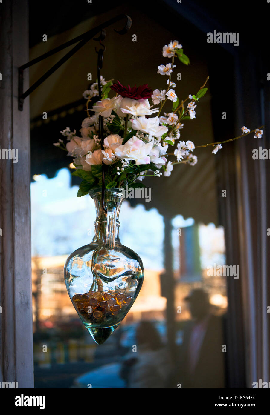 Hanging Vase with Fresh Flowers, Wilmington NC Stock Photo