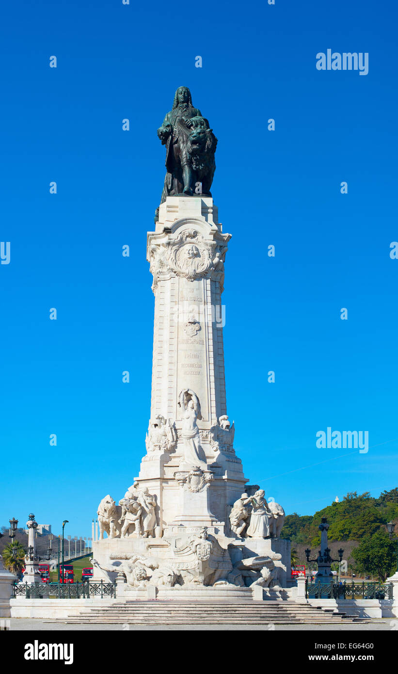 Famous Marques do Pombal statue in Lisbon, Portugal Stock Photo