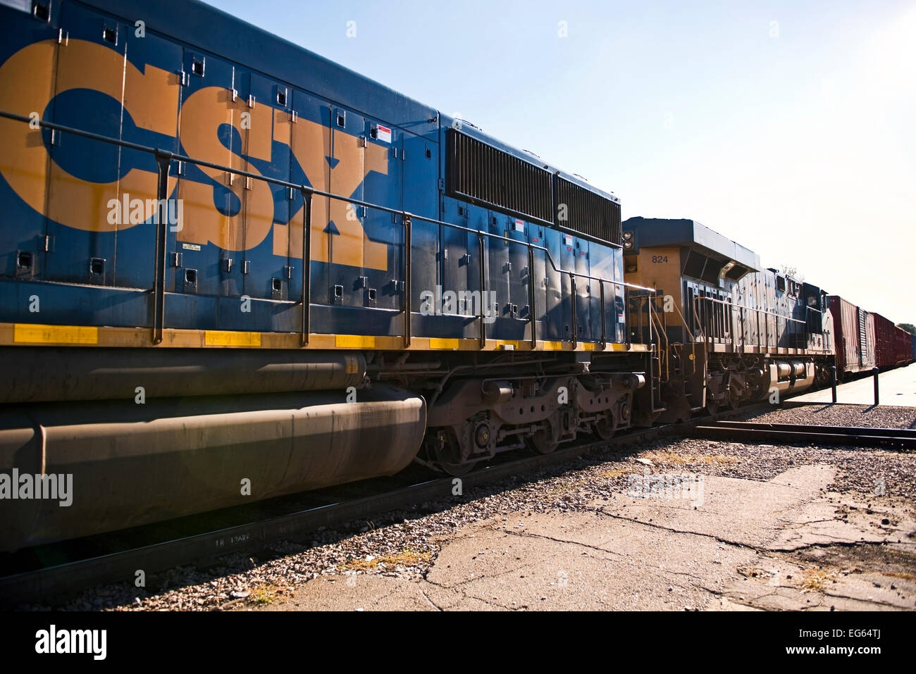 CSX train traveling through Hamlet North Carolina Stock Photo