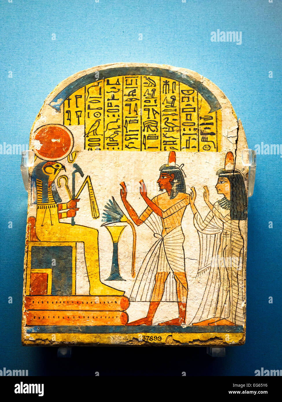 Painted sycomore fig stela of Nakhtefmut and his daughter Shepenese 22nd Dynasty, about 850 BC Stock Photo