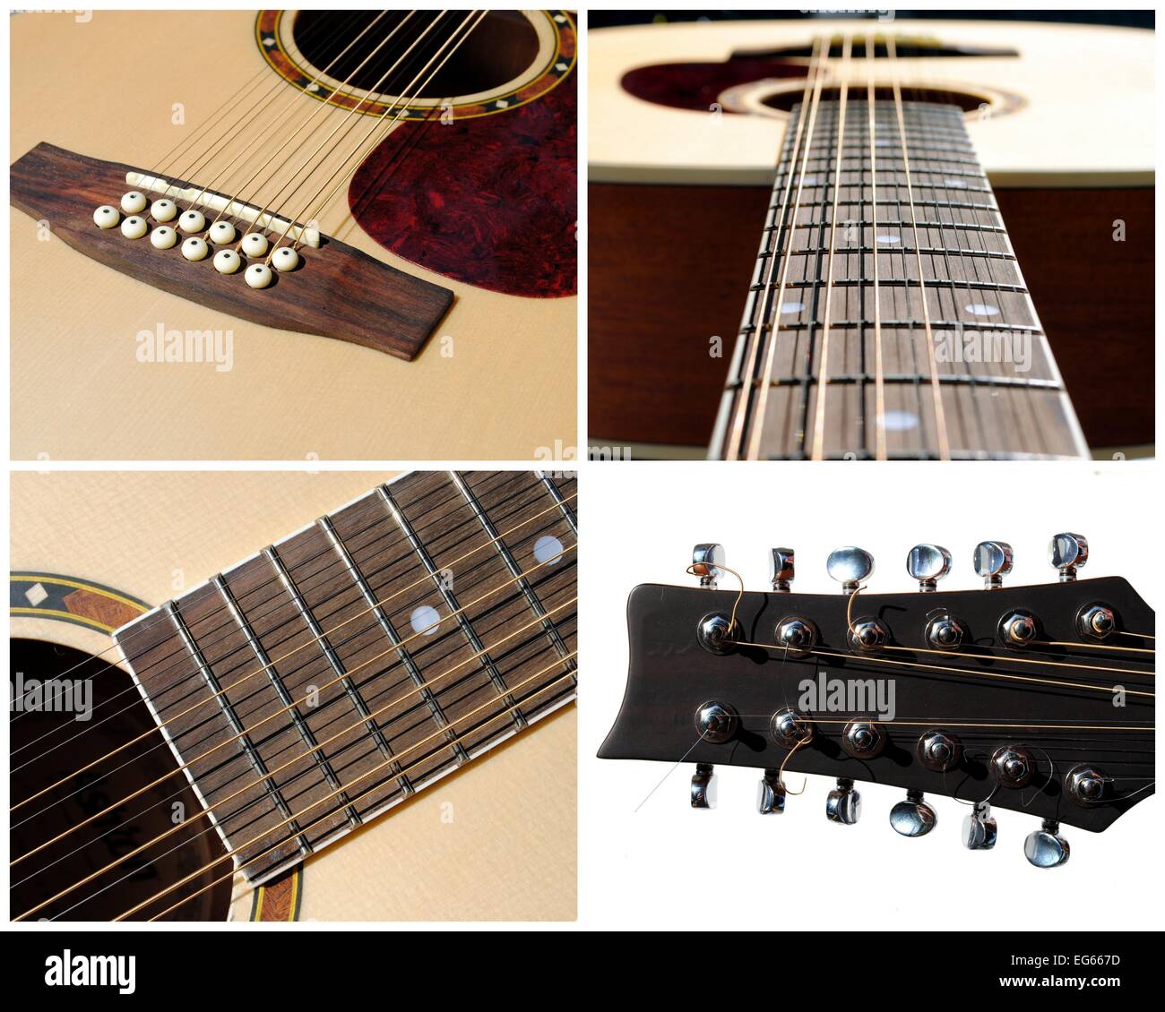 set of four view of an acoustic twelve strings guitar Stock Photo - Alamy