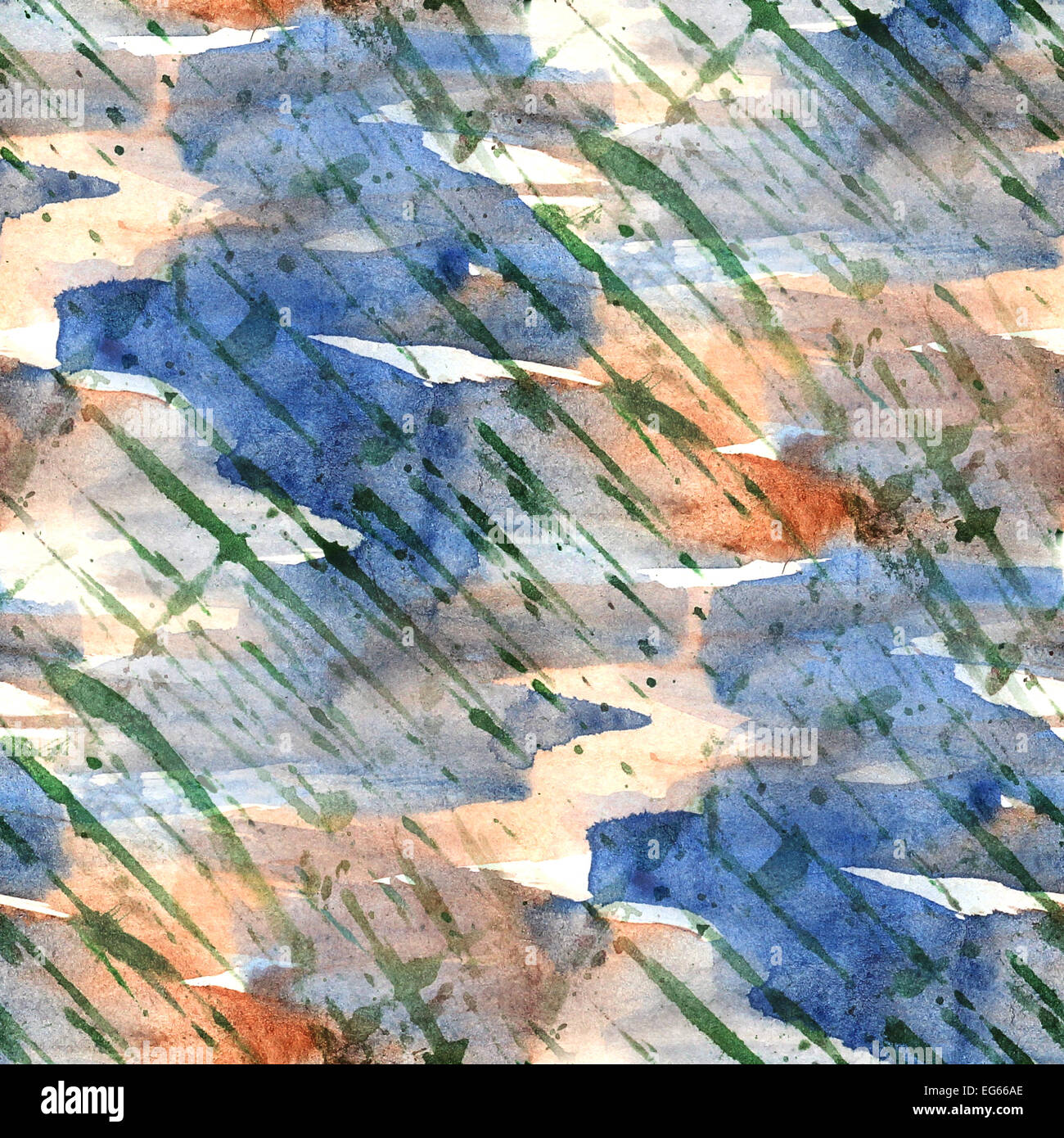 vintage pattern design brown, blue, green seamless watercolor te Stock ...