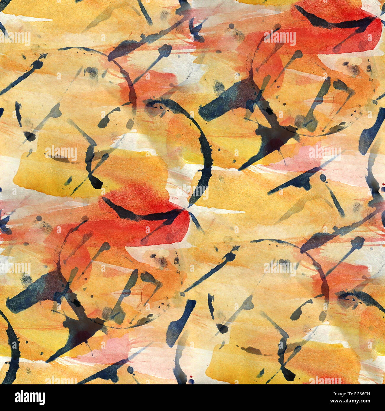 vintage pattern design yellow, red seamless watercolor texture b Stock ...
