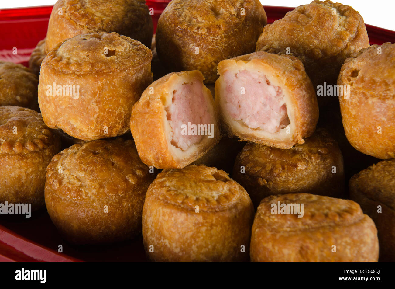 a plate of pork pies Stock Photo
