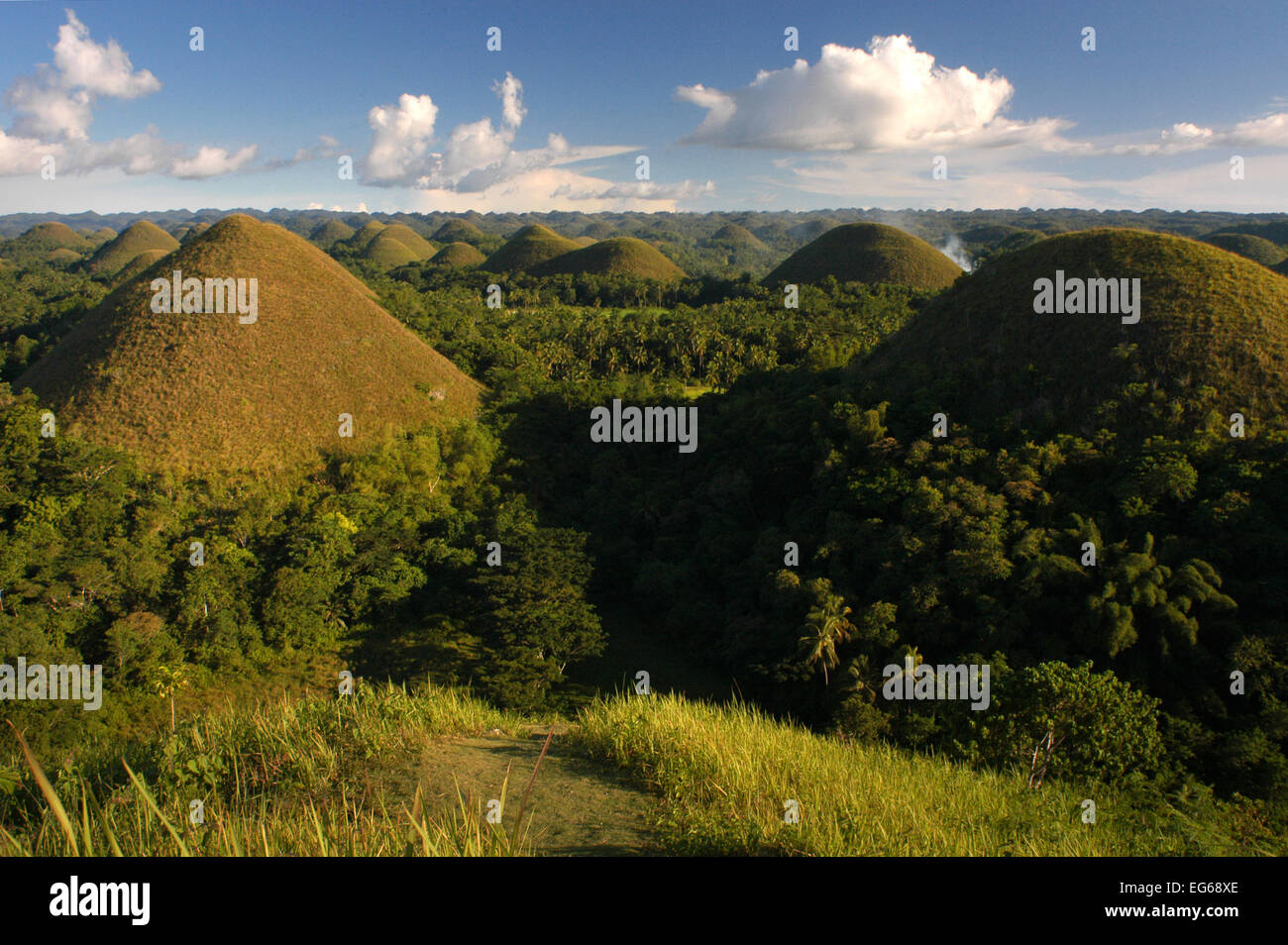 Mountains Chocolate Hills. Bohol. The Visayas. Philippines. The Chocolate Hills are a geological formation in Bohol Province, Ph Stock Photo