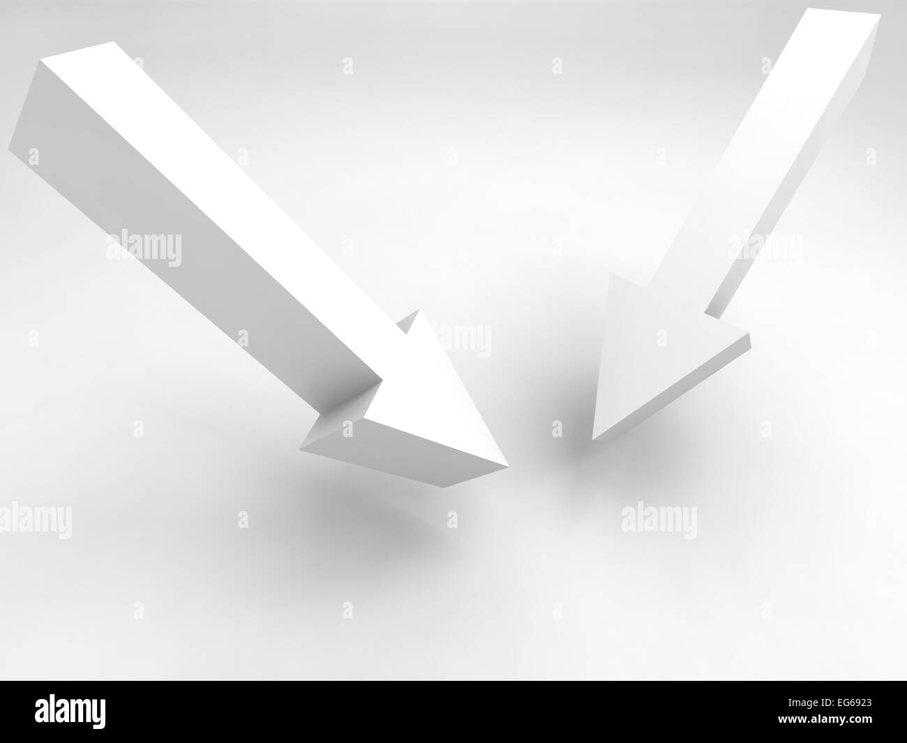 Abstract 3d illustration. Two arrow signs and soft shadow Stock Photo