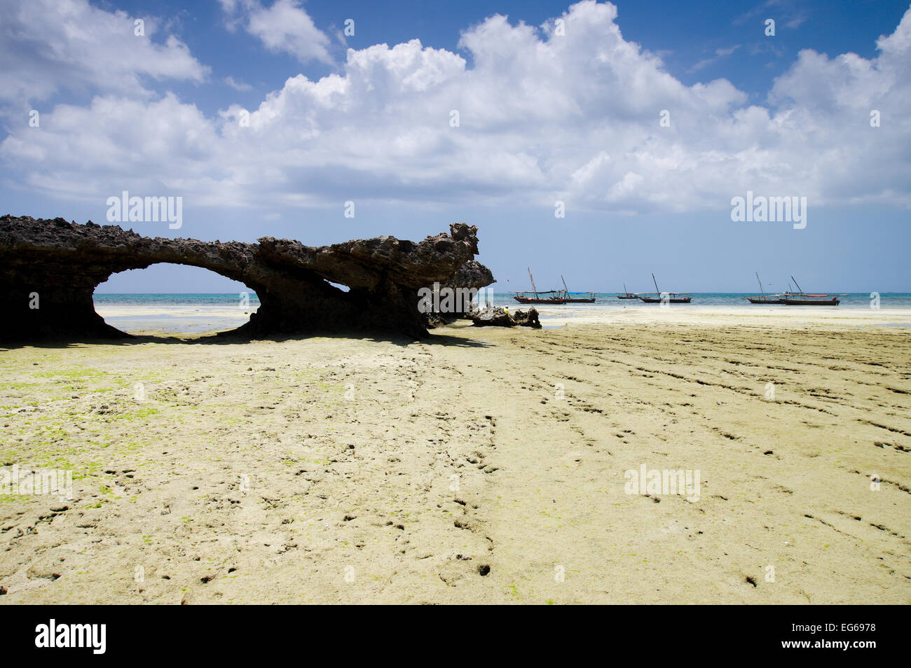 Rock formations on Kwale Island, Zanzibar Stock Photo