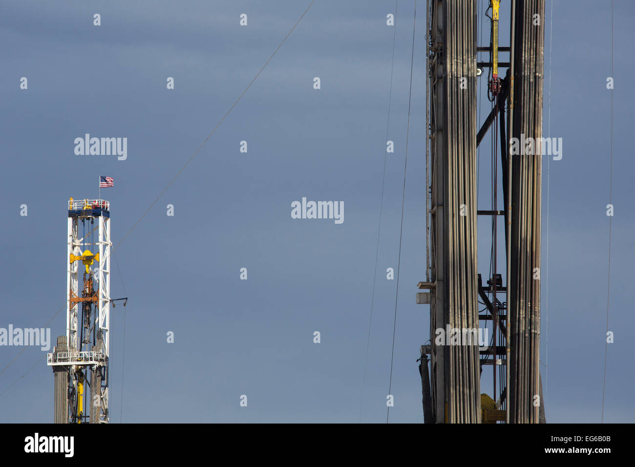 Kersey, Colorado - Oil drilling rigs. Stock Photo