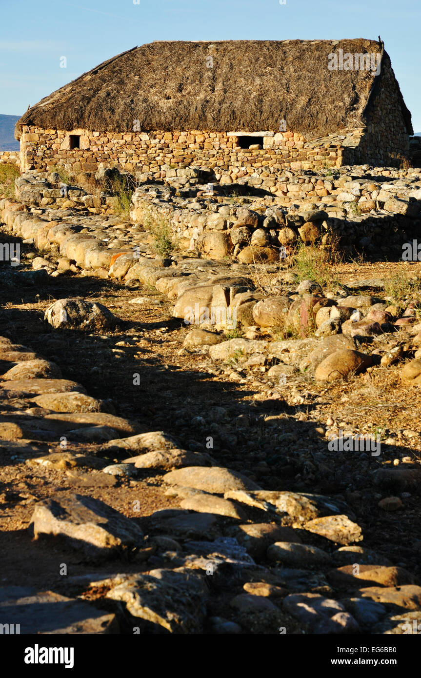 numancia archaeological site in garray, soria, spain. replica of house Stock Photo