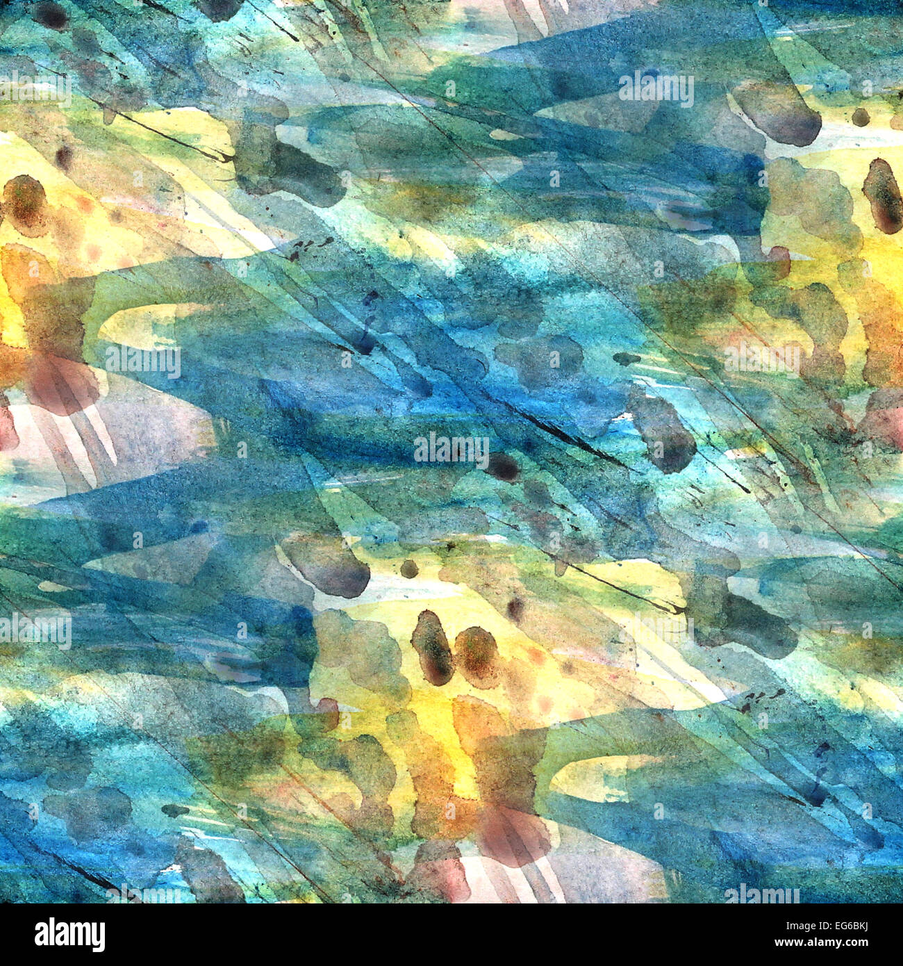 vintage blue, yellow pattern design seamless watercolor texture Stock ...