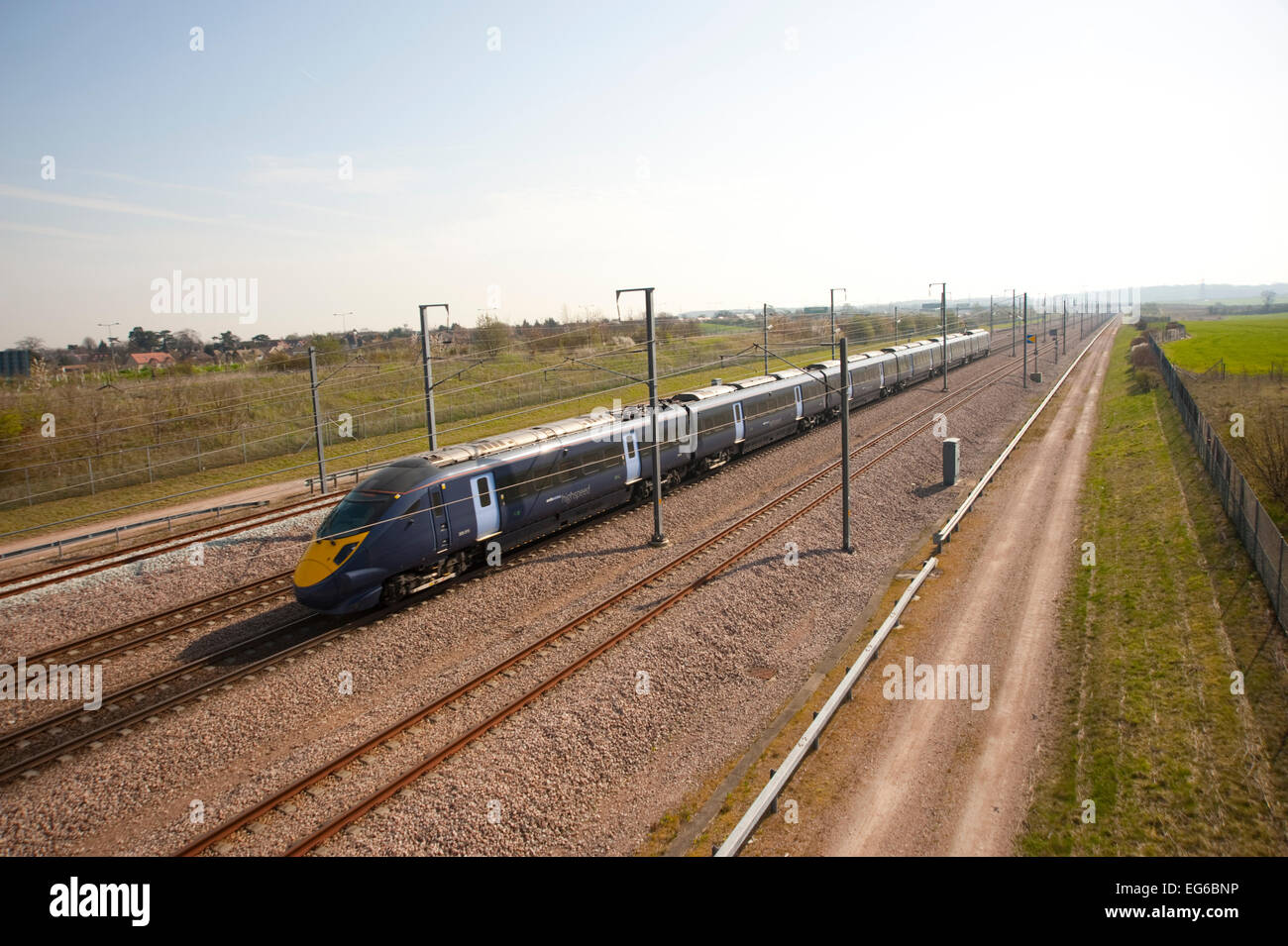 Javlin train on The High speed rail line at Gravesend Kent. Stock Photo