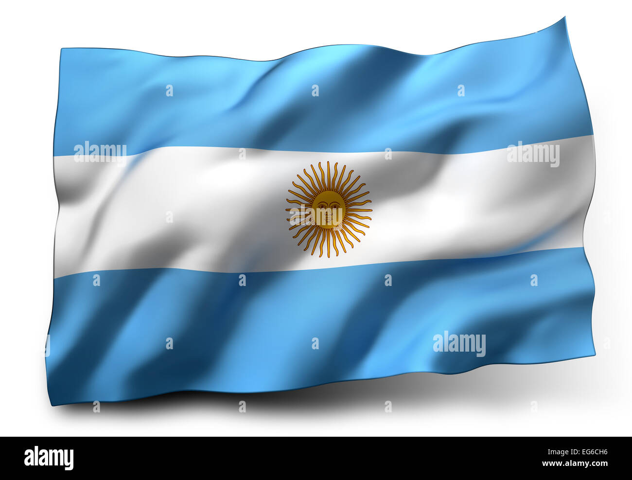 Waving flag of Argentina isolated on white background Stock Photo