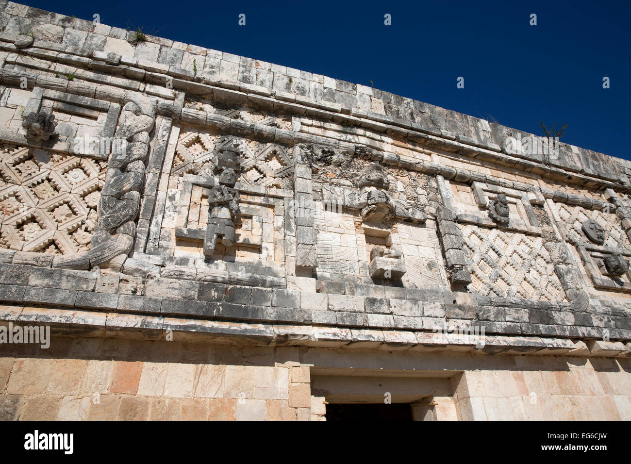 Ornate facade, Nunnery quadrangle, Uxmal, Yucatan, Mexico Stock Photo