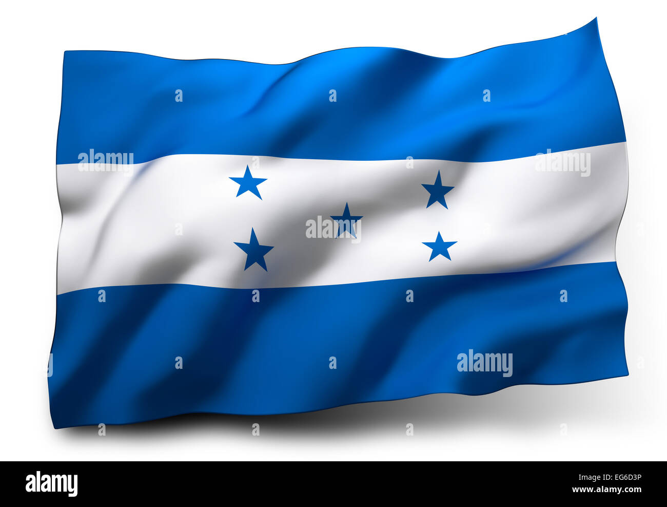 Waving flag of Honduras isolated on white background Stock Photo