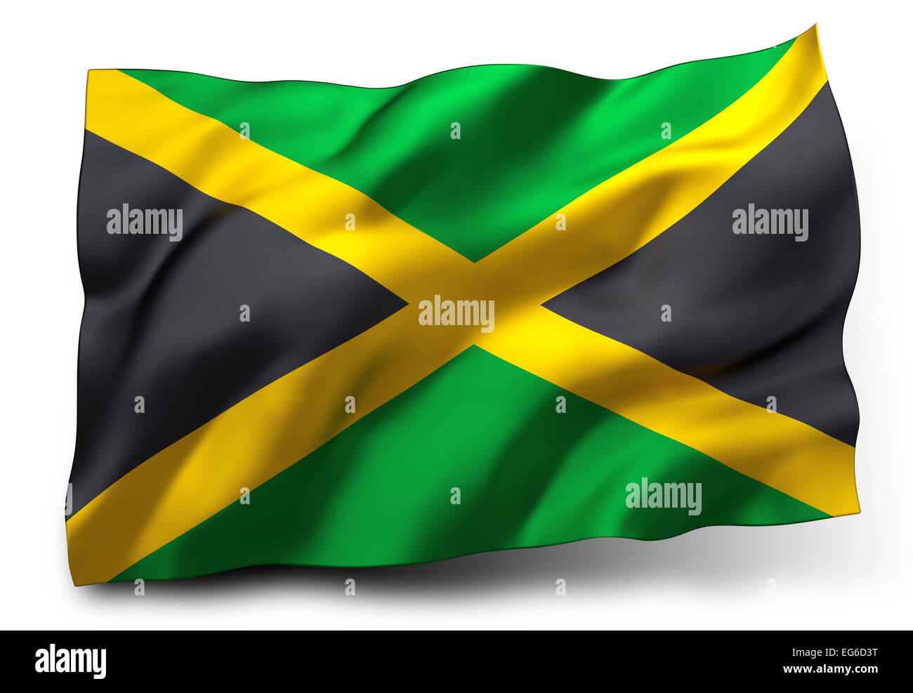 Waving flag of Jamaica isolated on white background Stock Photo