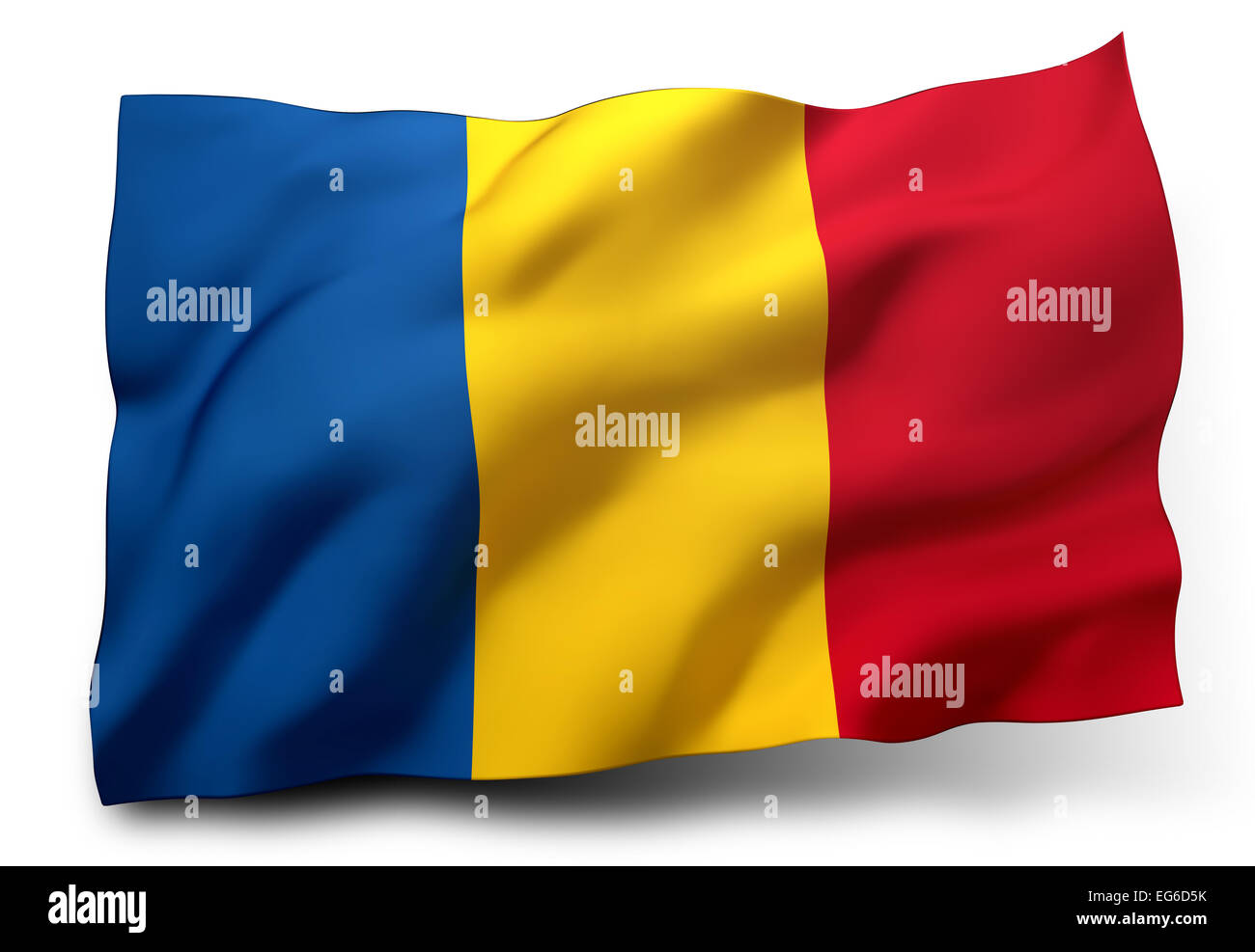 Waving flag of Chad isolated on white background Stock Photo