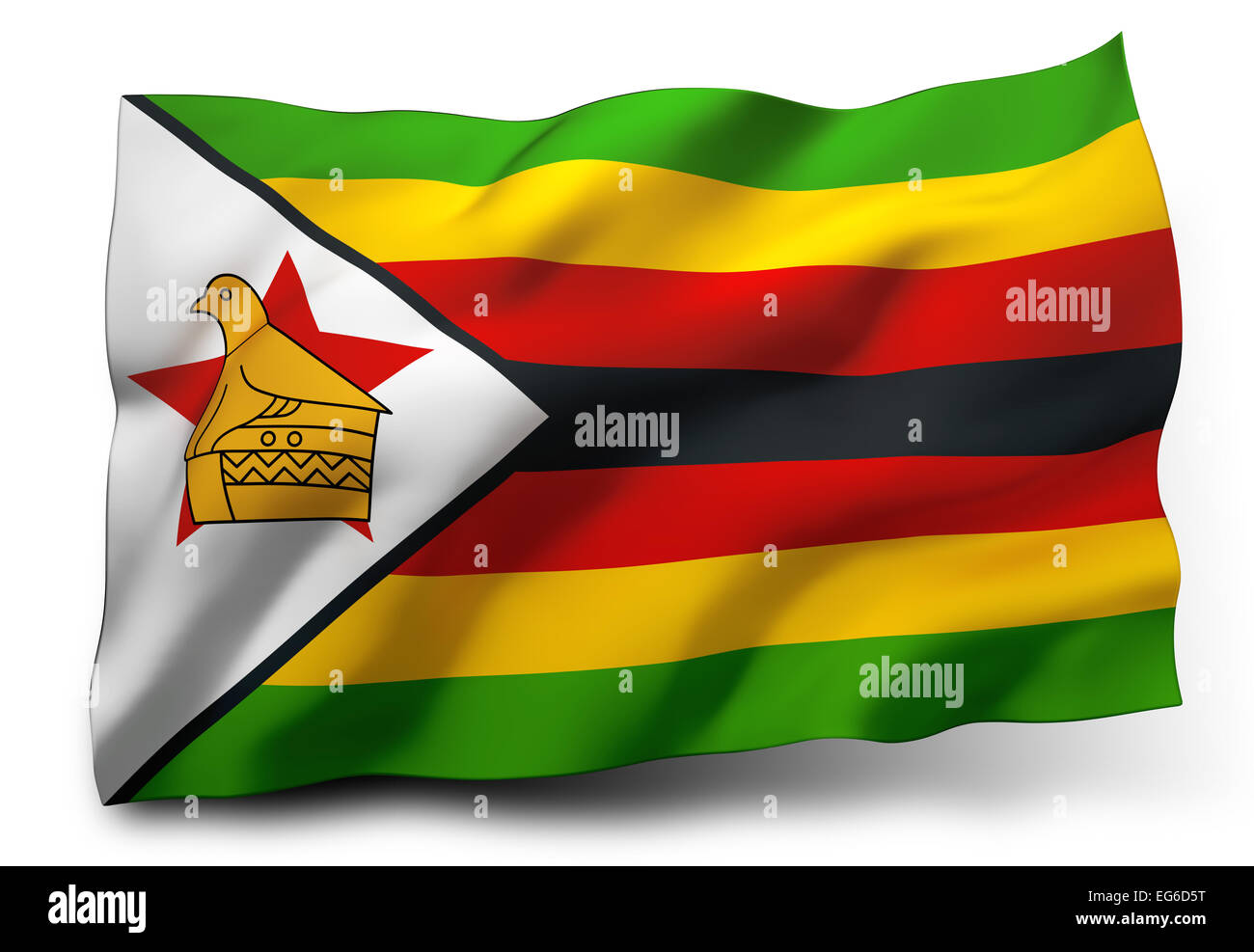 Waving flag of Zimbabwe isolated on white background Stock Photo