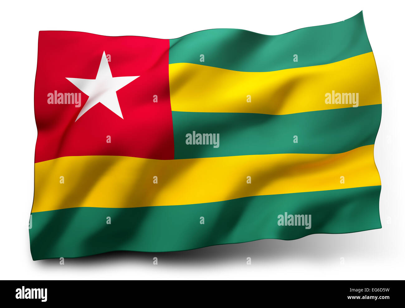 Waving flag of Togo isolated on white background Stock Photo Alamy