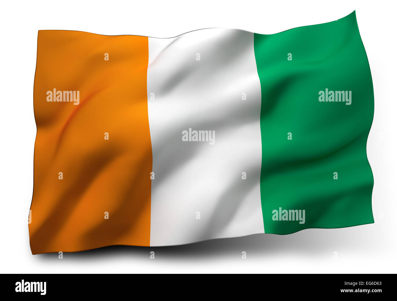 Waving flag of Ivory Coast isolated on white background Stock Photo - Alamy