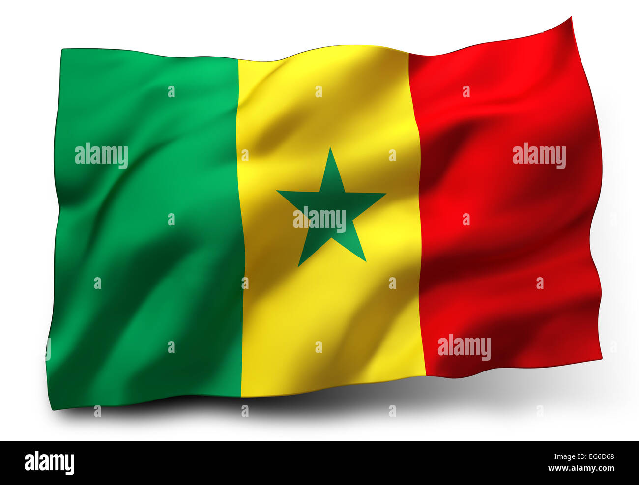 Waving flag of Senegal isolated on white background Stock Photo