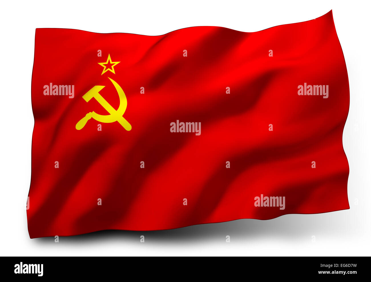Waving flag of Soviet Union USSR isolated on white background Stock Photo