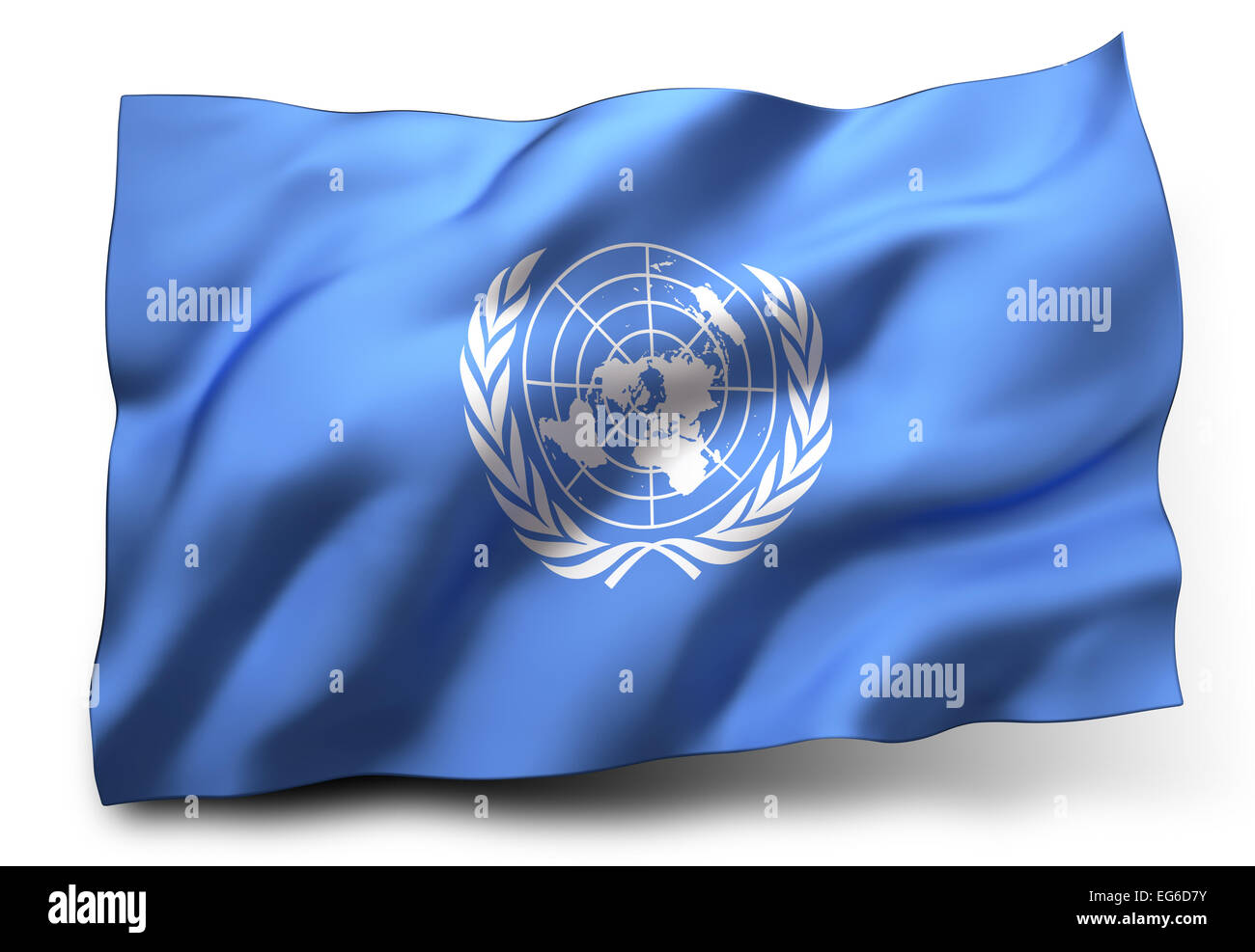 Waving flag of the United Nations isolated on white background Stock Photo  - Alamy