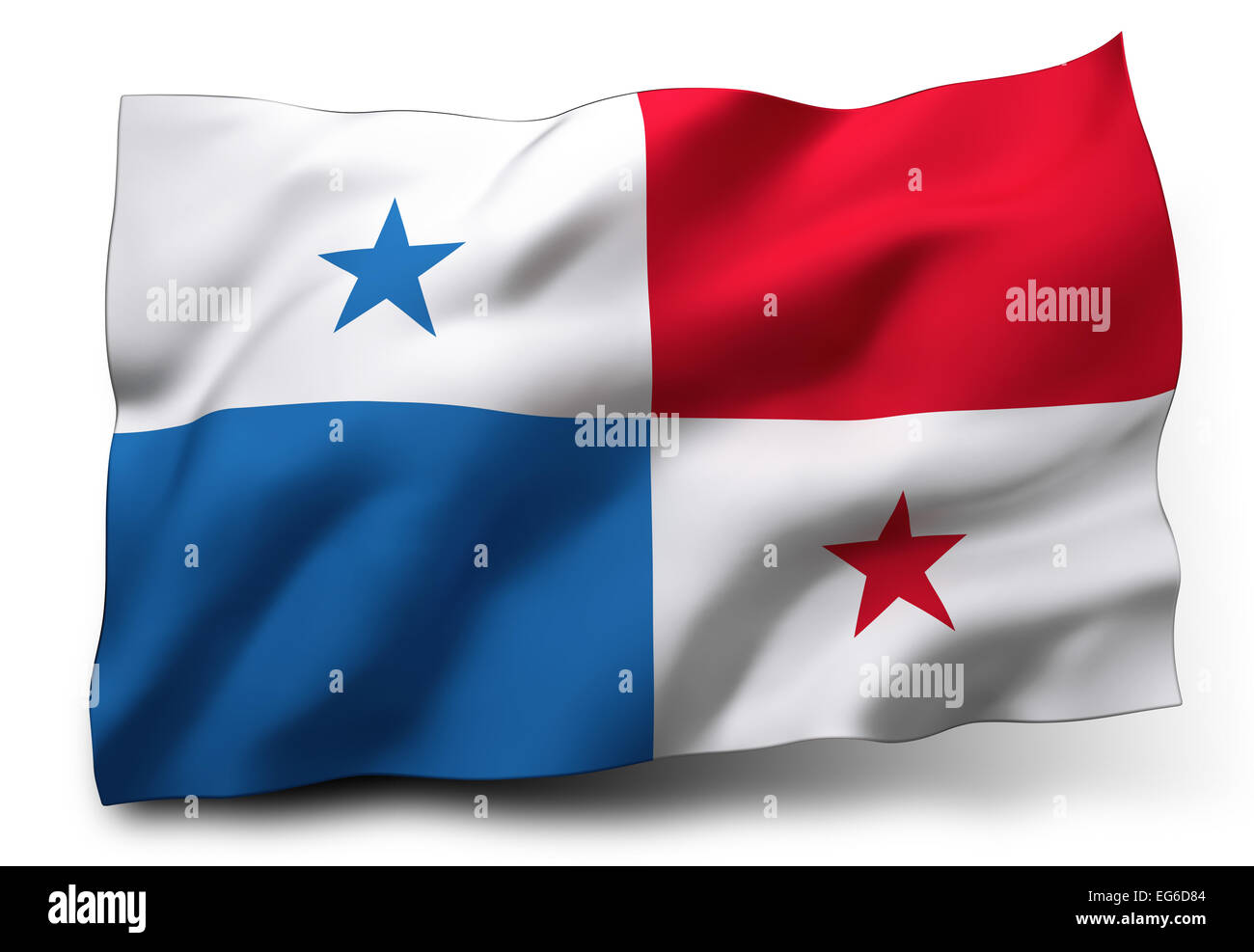 Waving flag of Panama isolated on white background Stock Photo
