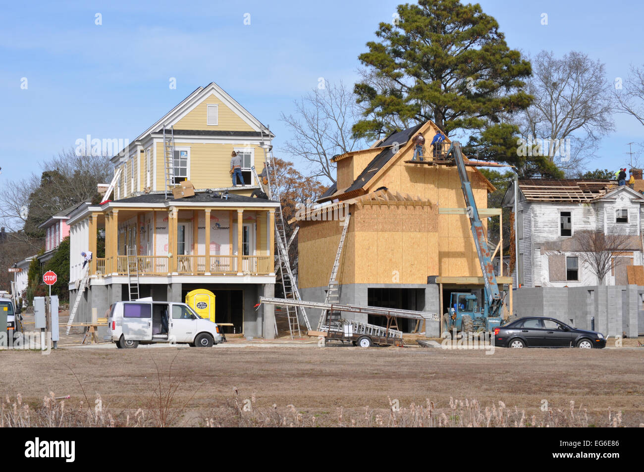 Home construction along the Washington, NC Waterfront Stock Photo Alamy
