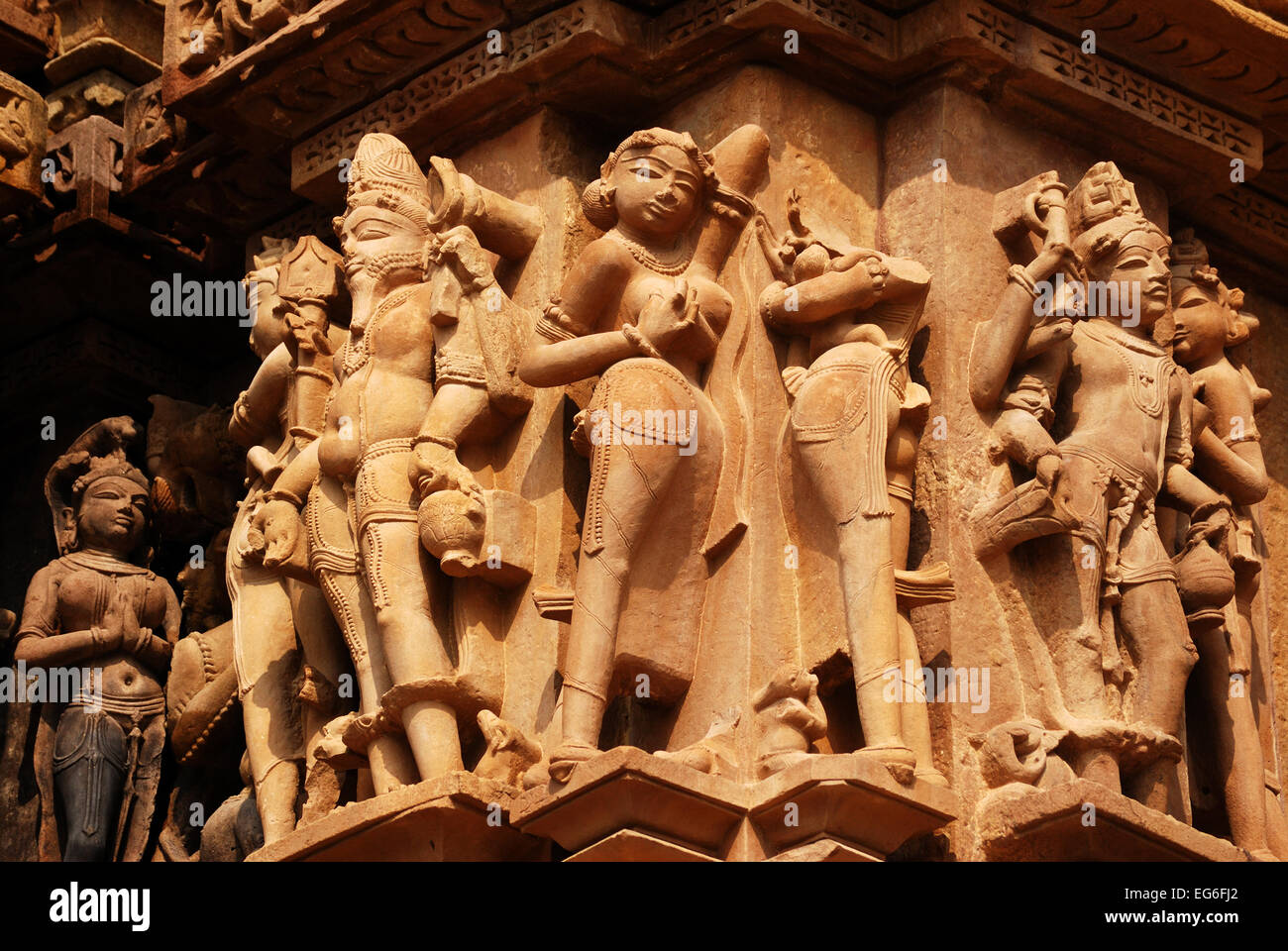 stone carvings at khajuraho temple india Stock Photo
