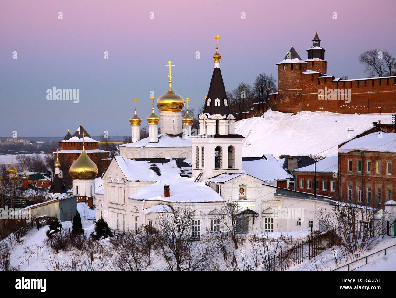 Orthodox Church and Kremlin Nizhny Novgorod Russia Stock Photo