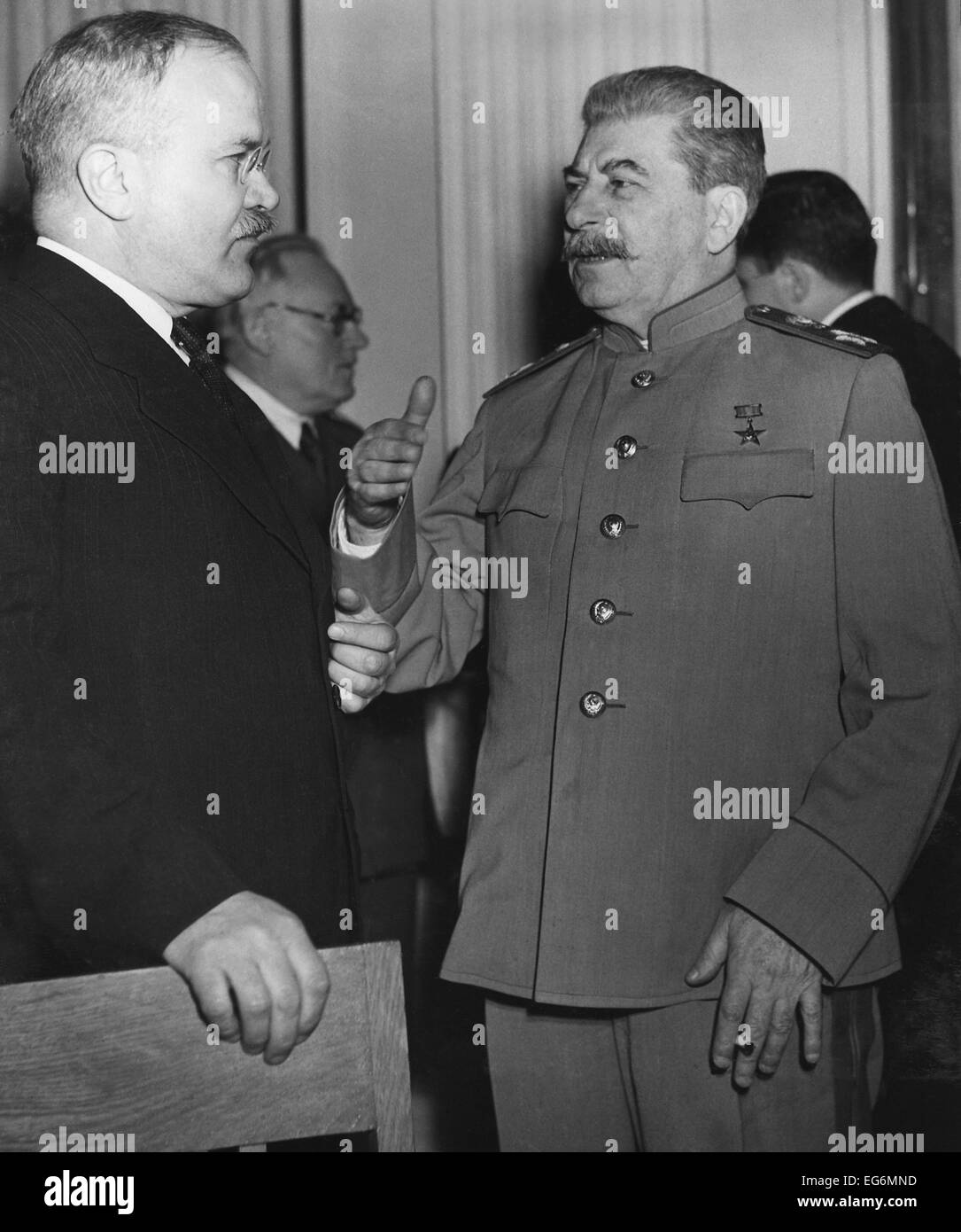 Joseph Stalin talks with his Foreign Minister Molotov at the Yalta