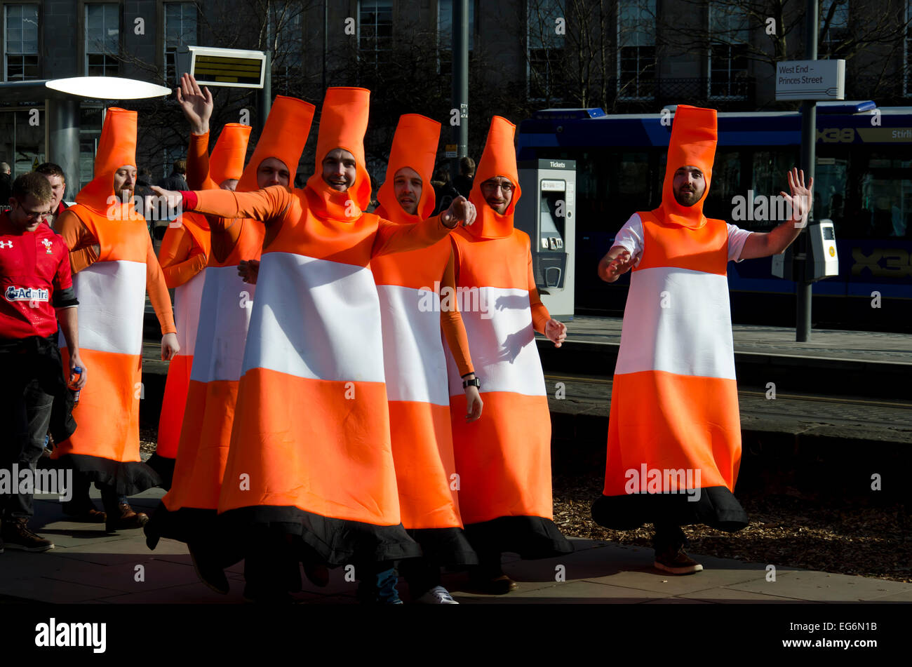 Welsh Rugby Fans In The Centre Of Edinburgh Before The 6 Nations International Against Scotland