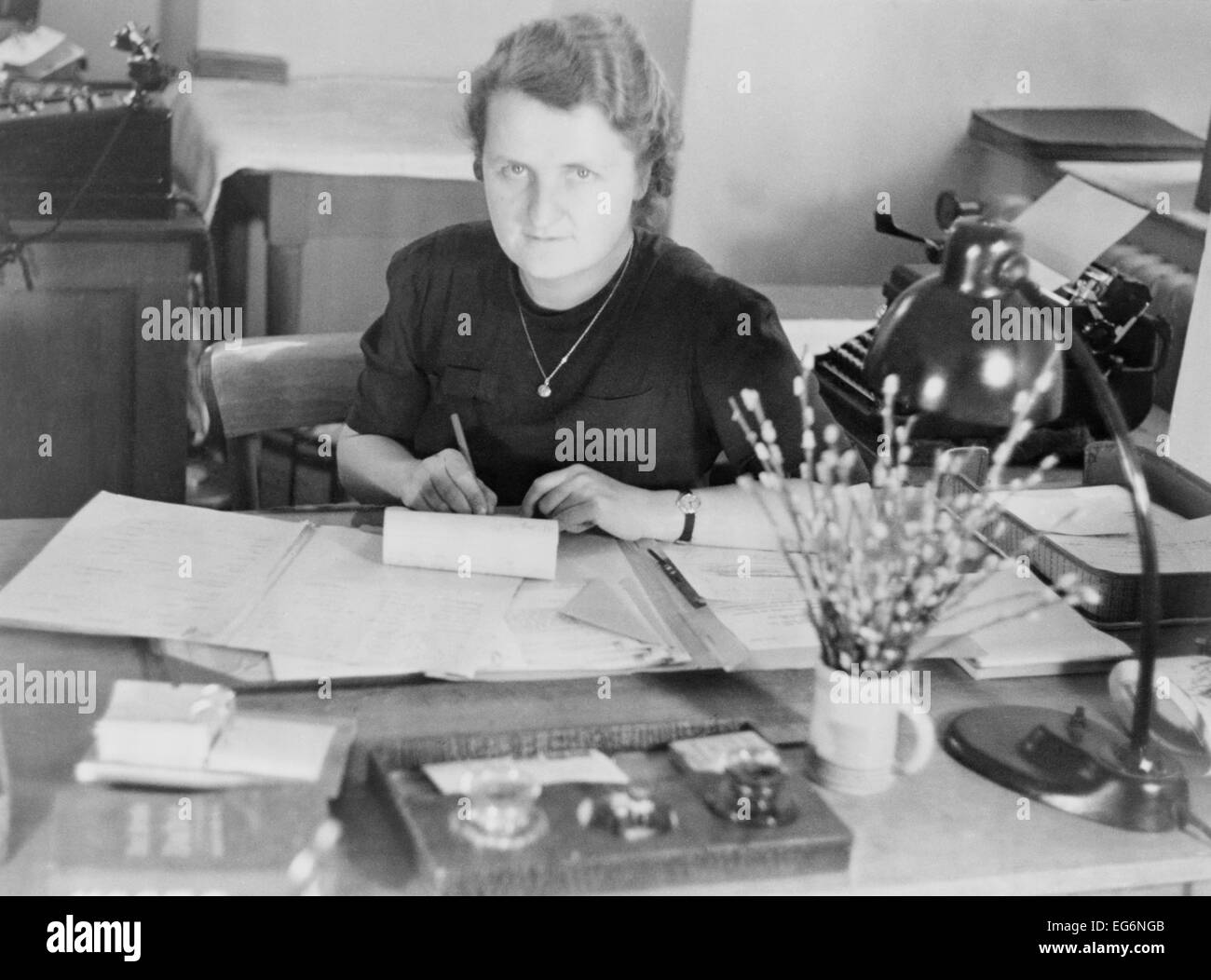 German woman office worker at the Deutsche Akademie, Munich, Germany. 1942. World War 2. (BSLOC 2014 10 223) Stock Photo