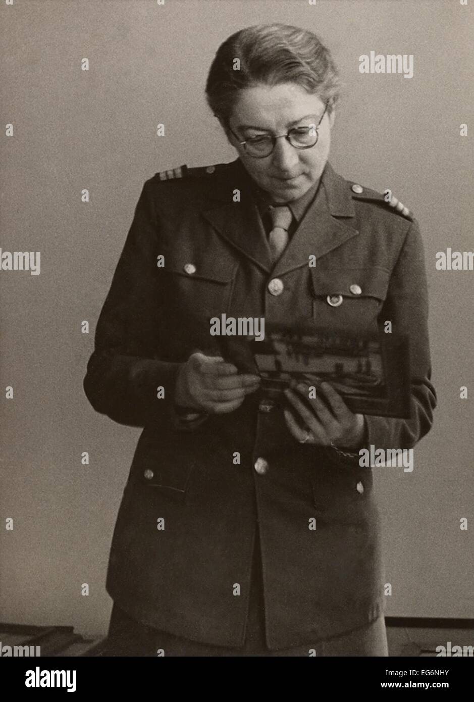 Rose Valland, a French Art Historian, secretly recorded details of the Nazi art plundering. During World War 2, she worked with Stock Photo