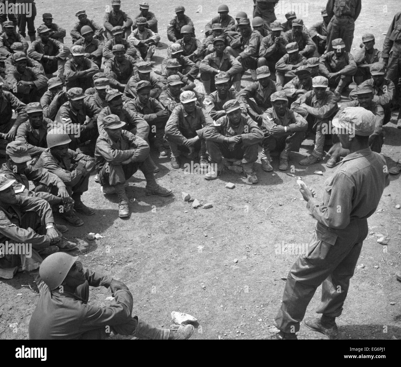 Ethiopian troops training in Korea. UN soldiers are instructed military intelligence by Lt. Solomon Mokria of Addis Ababa. May Stock Photo