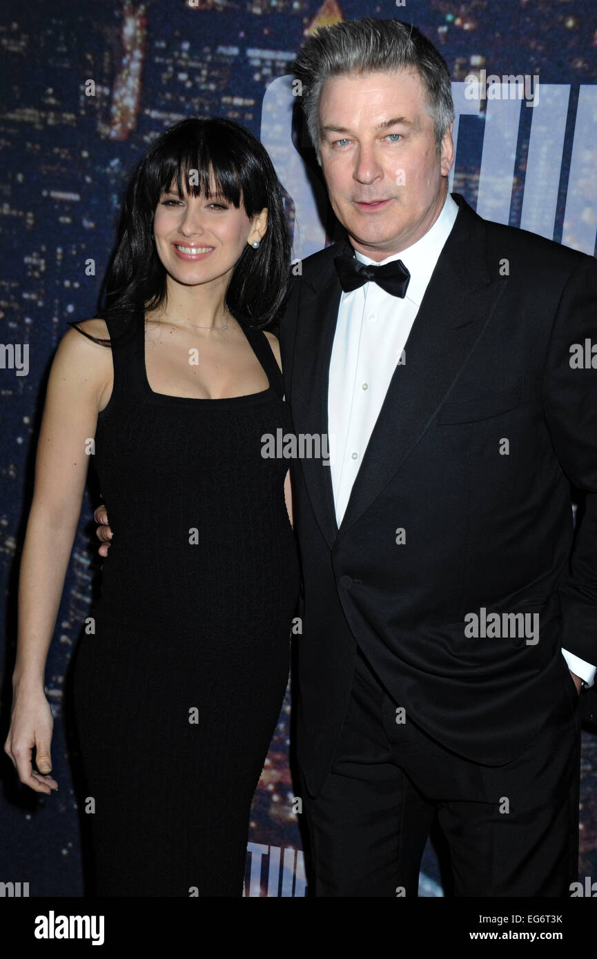 Alec Baldwin and wife Hilaria Baldwin attending the SNL 40th Anniversary Celebration at Rockefeller Plaza on February 15, 2015 in New York City/picture alliance Stock Photo