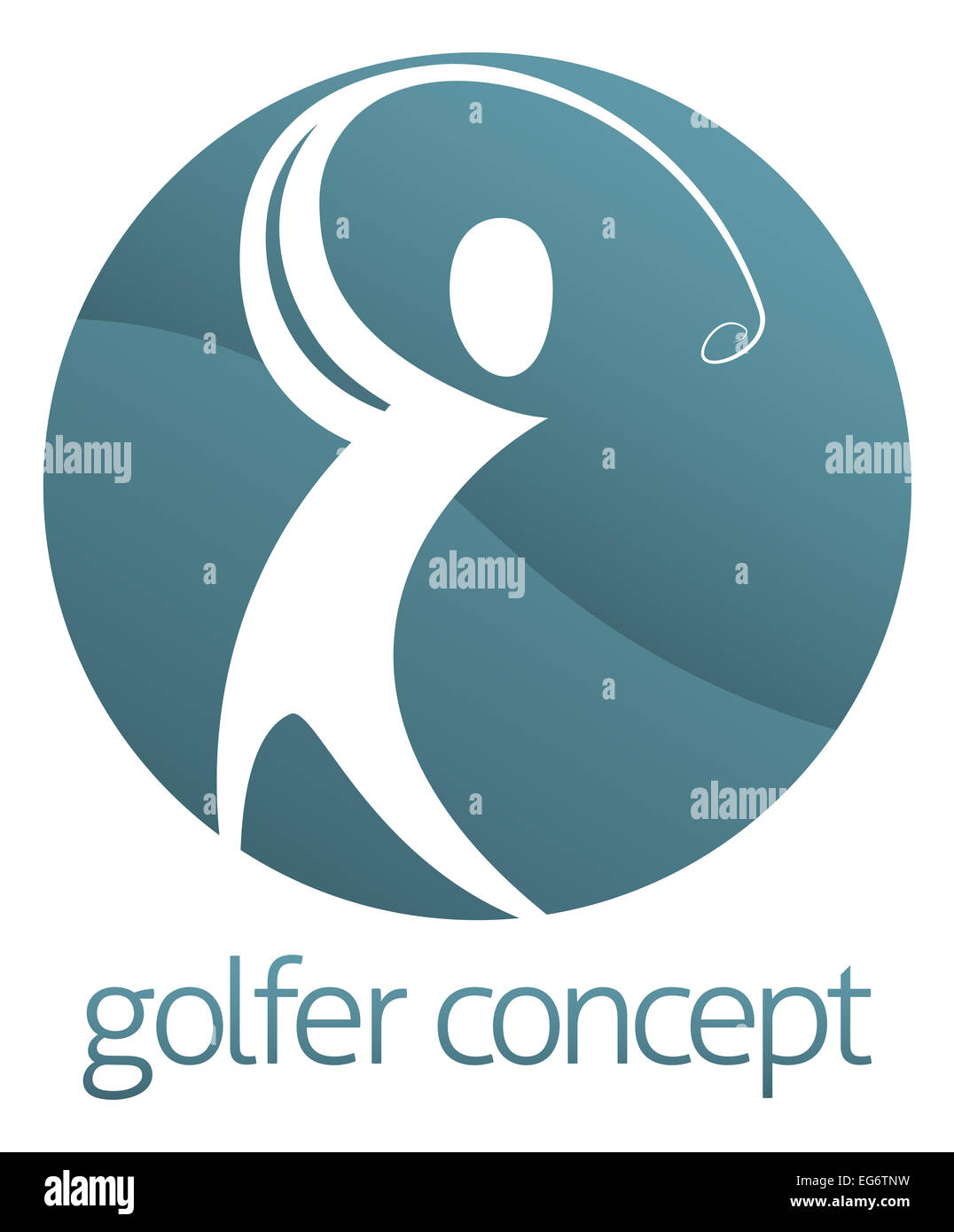 An abstract golfer figure swinging his golf club circle concept design Stock Photo