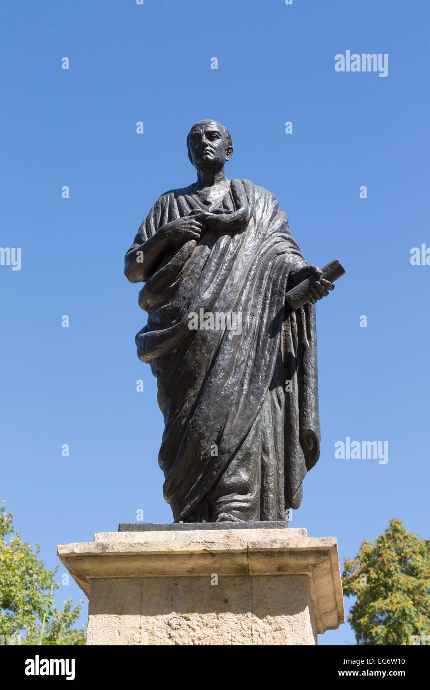 Monument to Lucius Annaeus Seneca, or Seneca the Younger, c. 4 BC – AD 65.  Roman Stoic philosopher, statesman,dramatist. Stock Photo