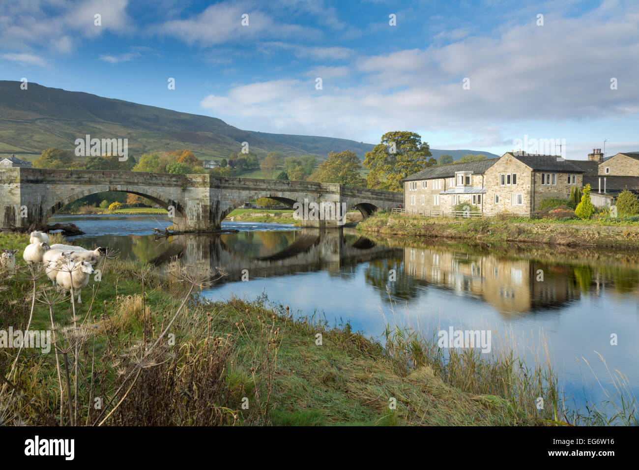 Burnsall village in Wharfedale in The Yorkshire Dales, England Stock