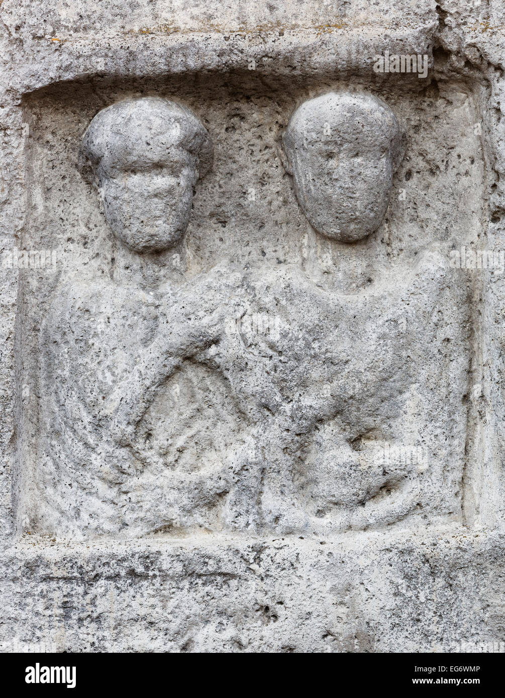 Attila Stone, Roman portrait stela of Marcus Attilus Amoenus, Sankt Georgen am Leithagebirge, Eisenstadt, Northern Burgenland Stock Photo