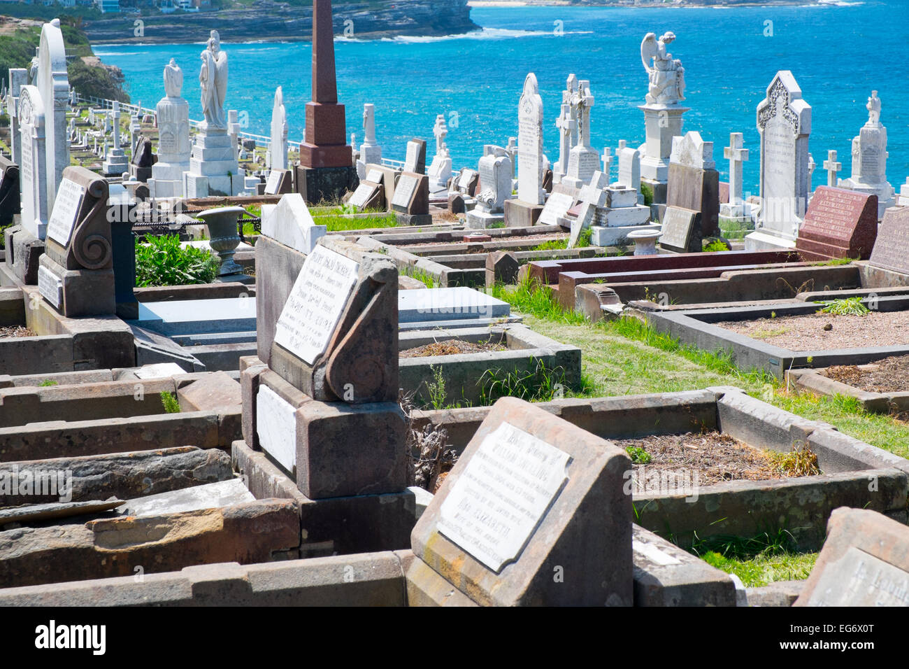 Waverley cemetery, opened in 1877, located on the cliffs at Bronte  in Sydneys  eastern suburbs, new south wales,australia Stock Photo