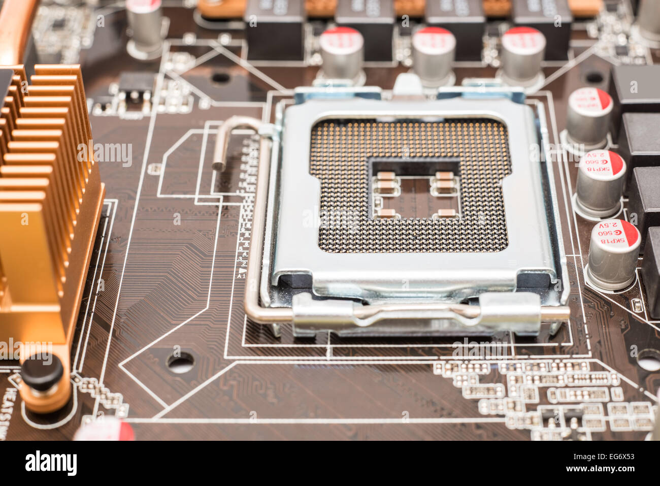 CPU Socket On Computer Motherboard Stock Photo Alamy